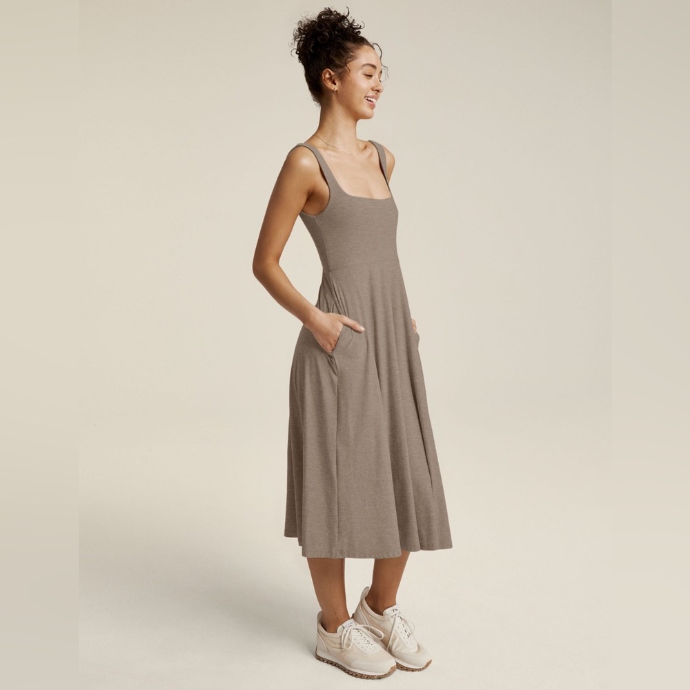 Beyond Yoga Taupe Midi Dress